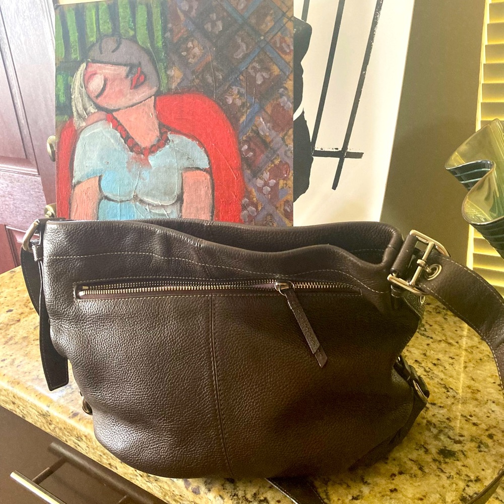 Coach F15064 Brown Pebble Leather Duffel